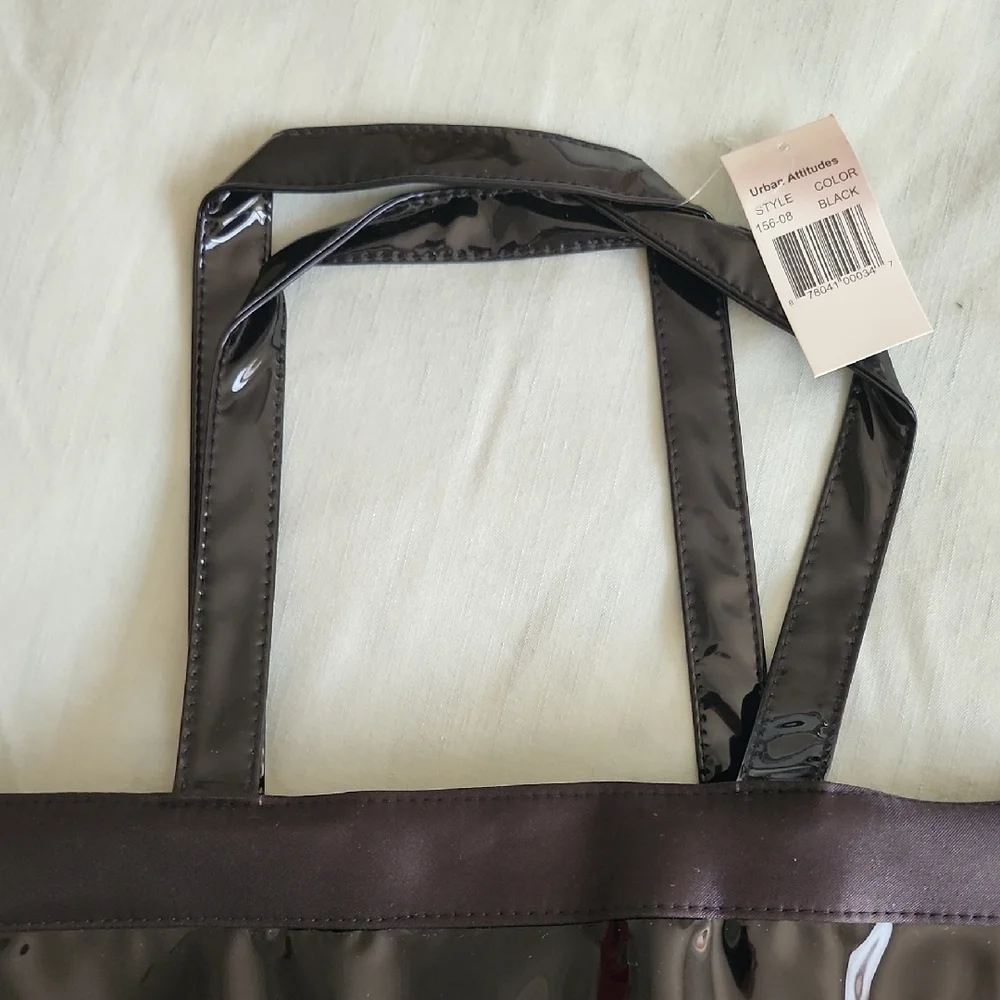 Large Black Vinyl Tote Bag - Picture 3 of 3